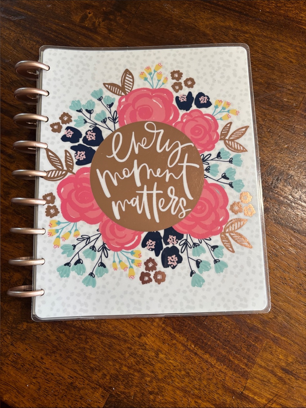 The Happy Planner Floral Hardcover Notebook - Pink, Navy & Gold Accents